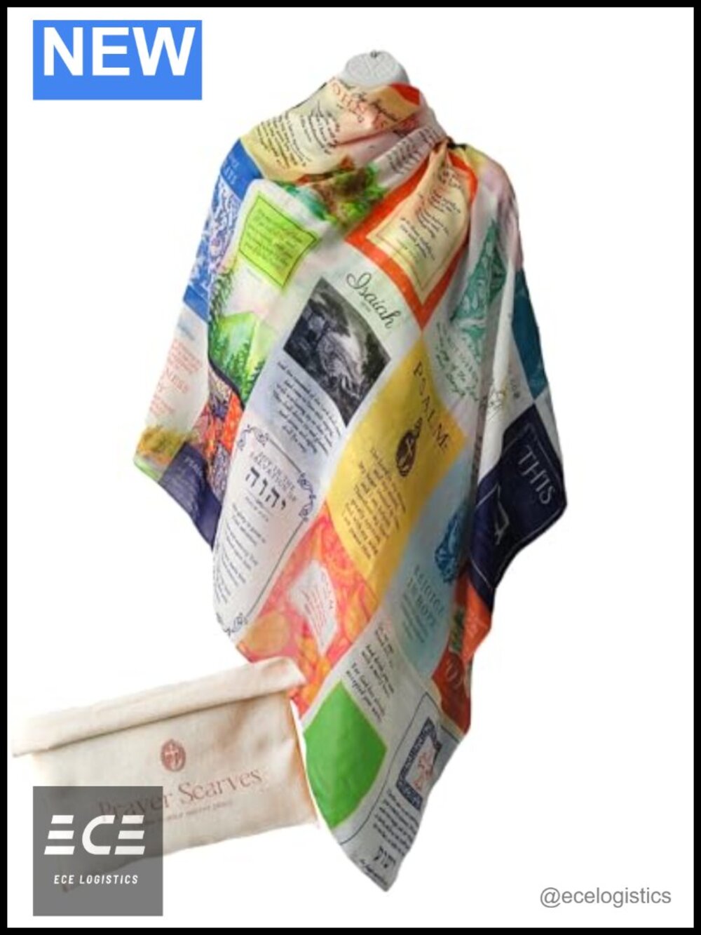Christian Prayer Scarf Shawl 100% Cotton 24 Bible Verses Large 70x35